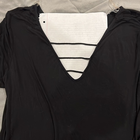 Black shirt from Charlotte Russe with criss cross design in the front and back - Picture 2 of 4